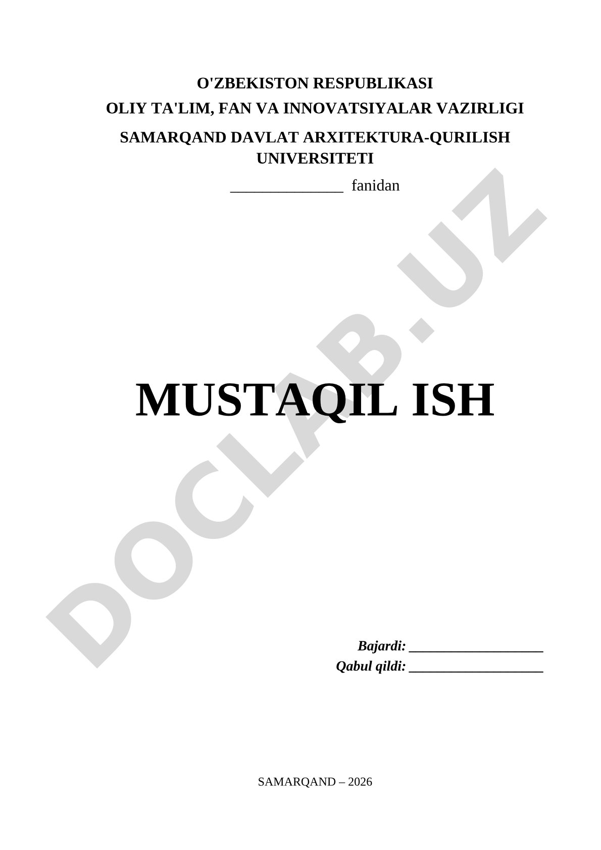 Mustaqil ish shabloni