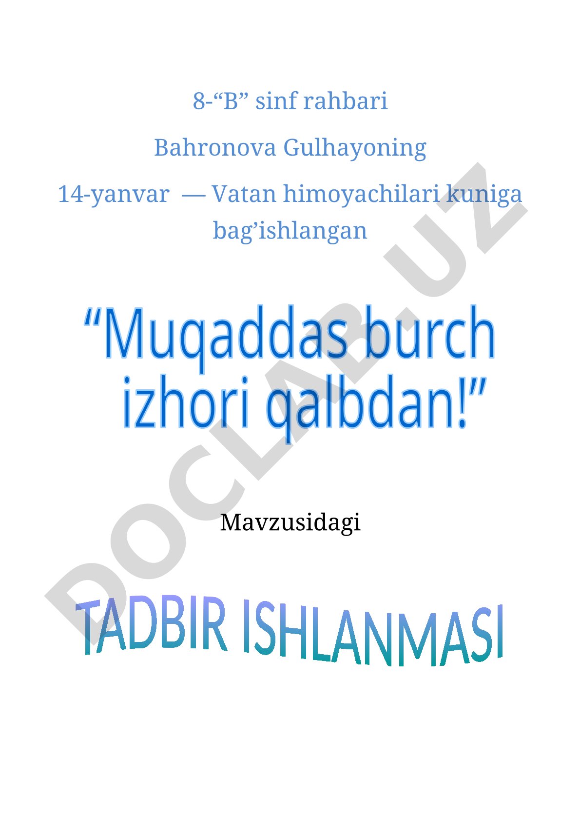 Muqaddas burch izhori qalbdan