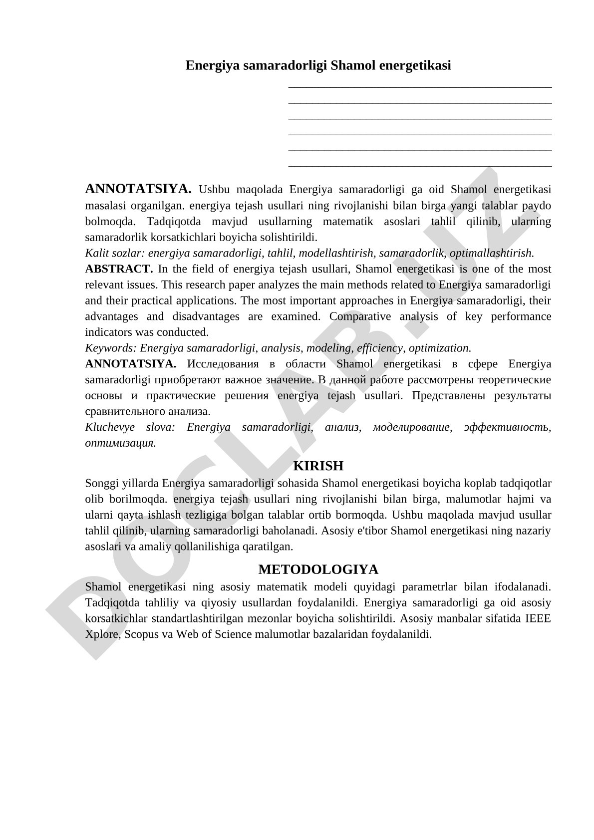 Energiya samaradorligi Shamol energetikasi