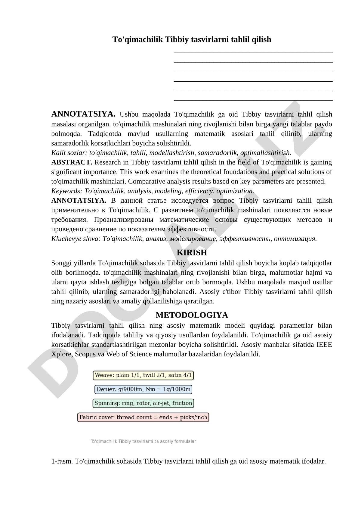 To'qimachilikda tibbiy tasvirlarni tahlil qilish