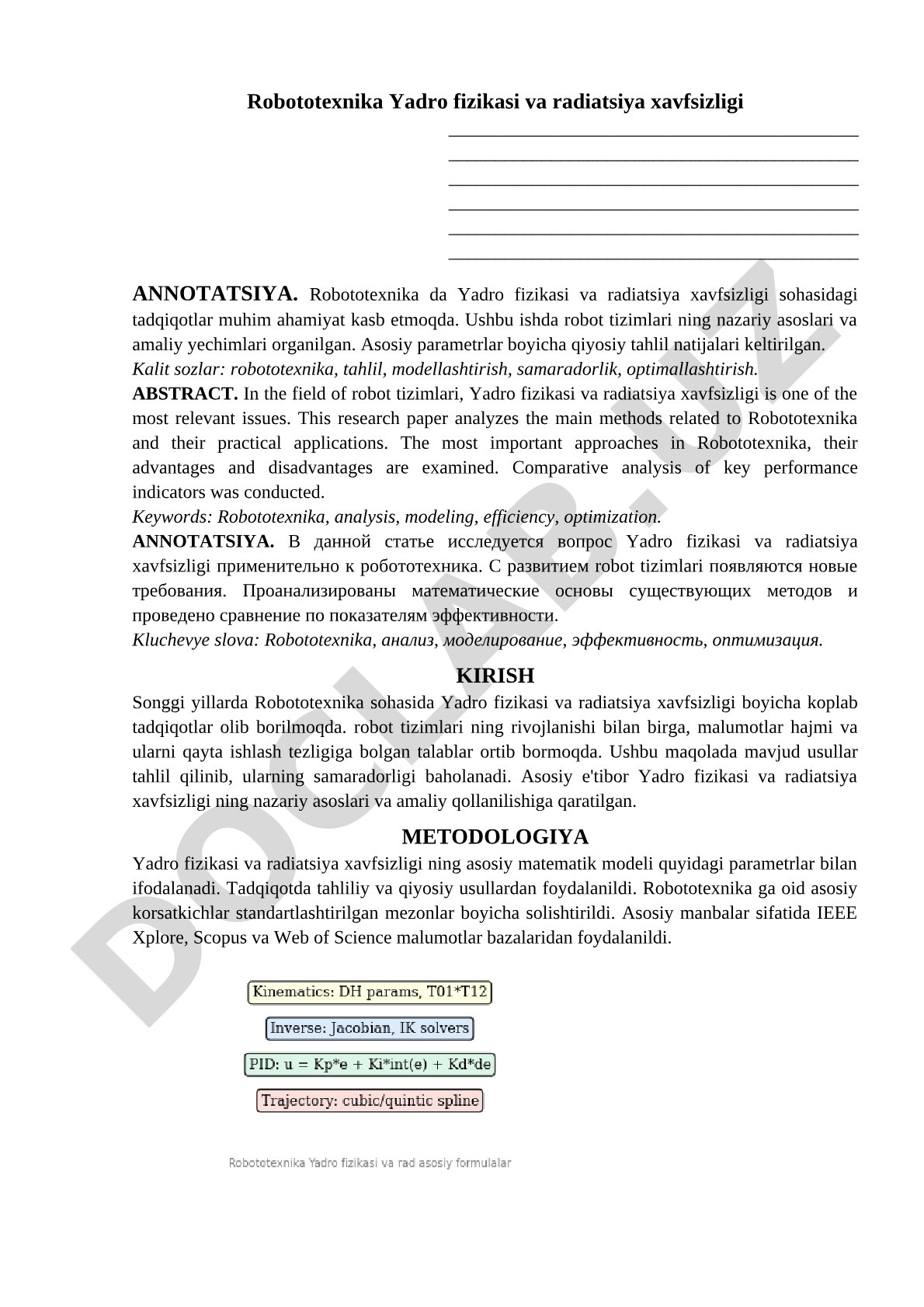 Robototexnika Yadro fizikasi va radiatsiya xavfsizligi