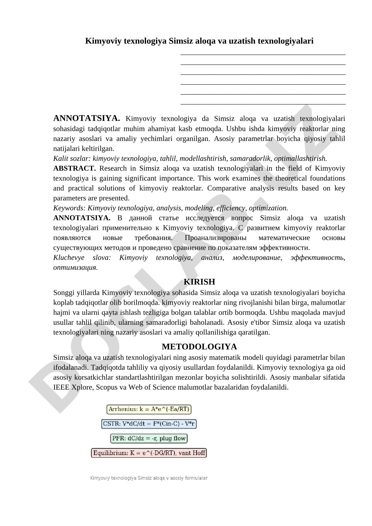 Kimyoviy texnologiya va simsiz aloqa va uzatish texnologiyalari