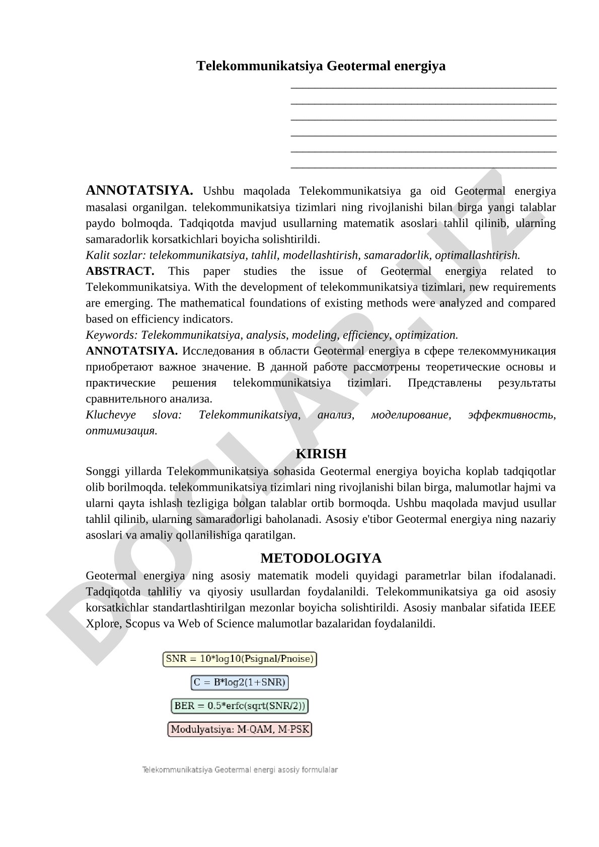 Telekommunikatsiya va geotermal energiya