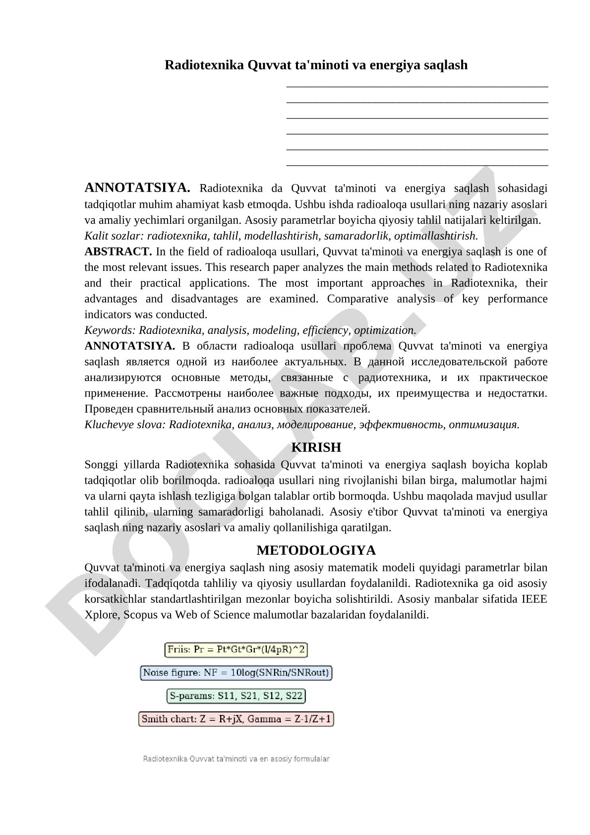 Radiotexnika Quvvat ta'minoti va energiya saqlash