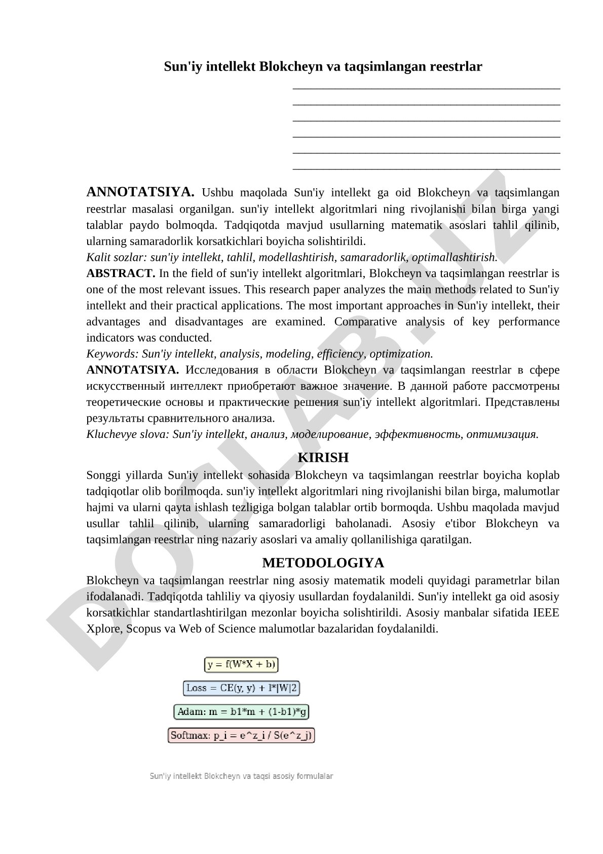 Sun'iy intellekt Blokcheyn va taqsimlangan reestrlar