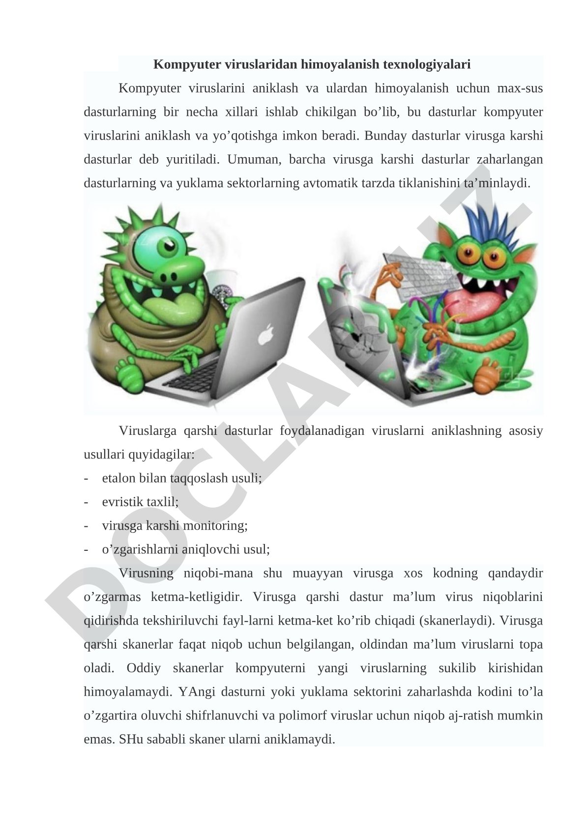 Kompyuter viruslaridan himoyalanish texnologiyalari