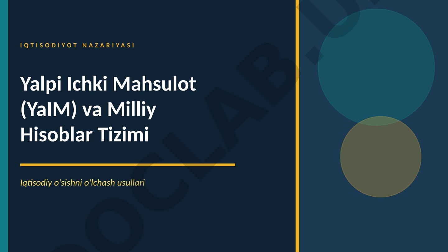 Yalpi Ichki Mahsulot (YaIM) va Milliy Hisoblar Tizimi