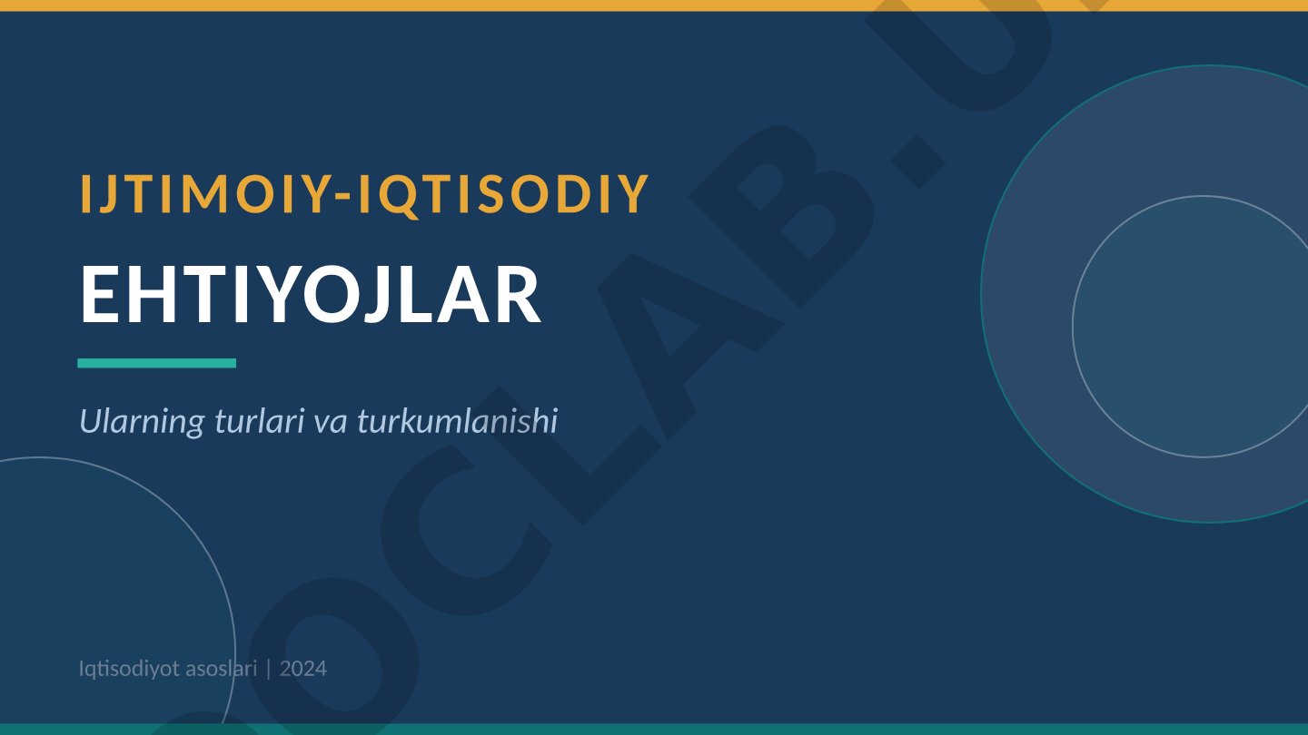 Ijtimoiy-iqtisodiy ehtiyojlar: turlari va turkumlanishi