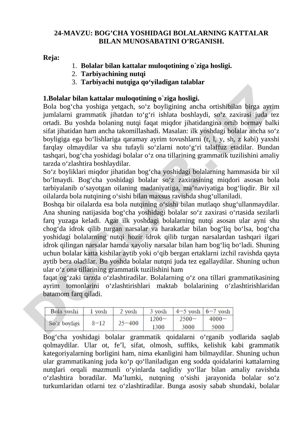 Bog'cha yoshidagi bolalarning kattalar bilan munosabatini o'rganish