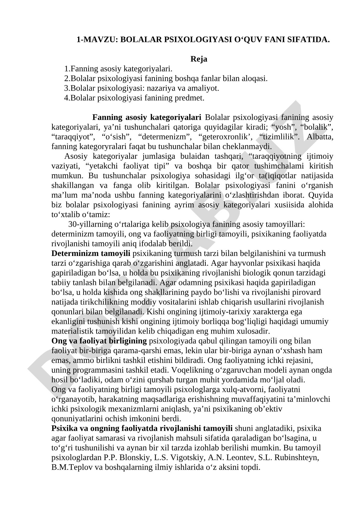 Bolalar psixologiyasi o‘quv fani sifatida