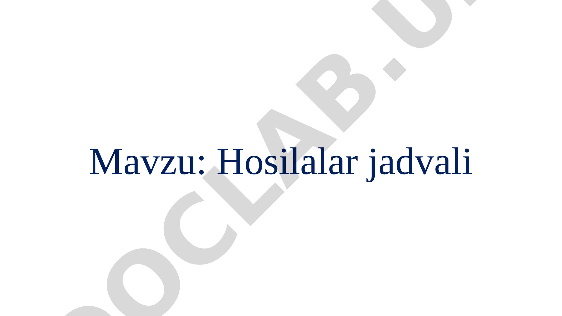Hosilalar jadvali