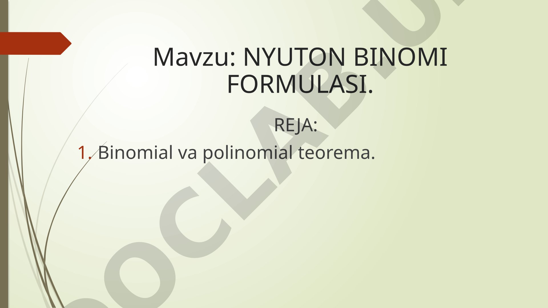 Nyuton binomi formulasi
