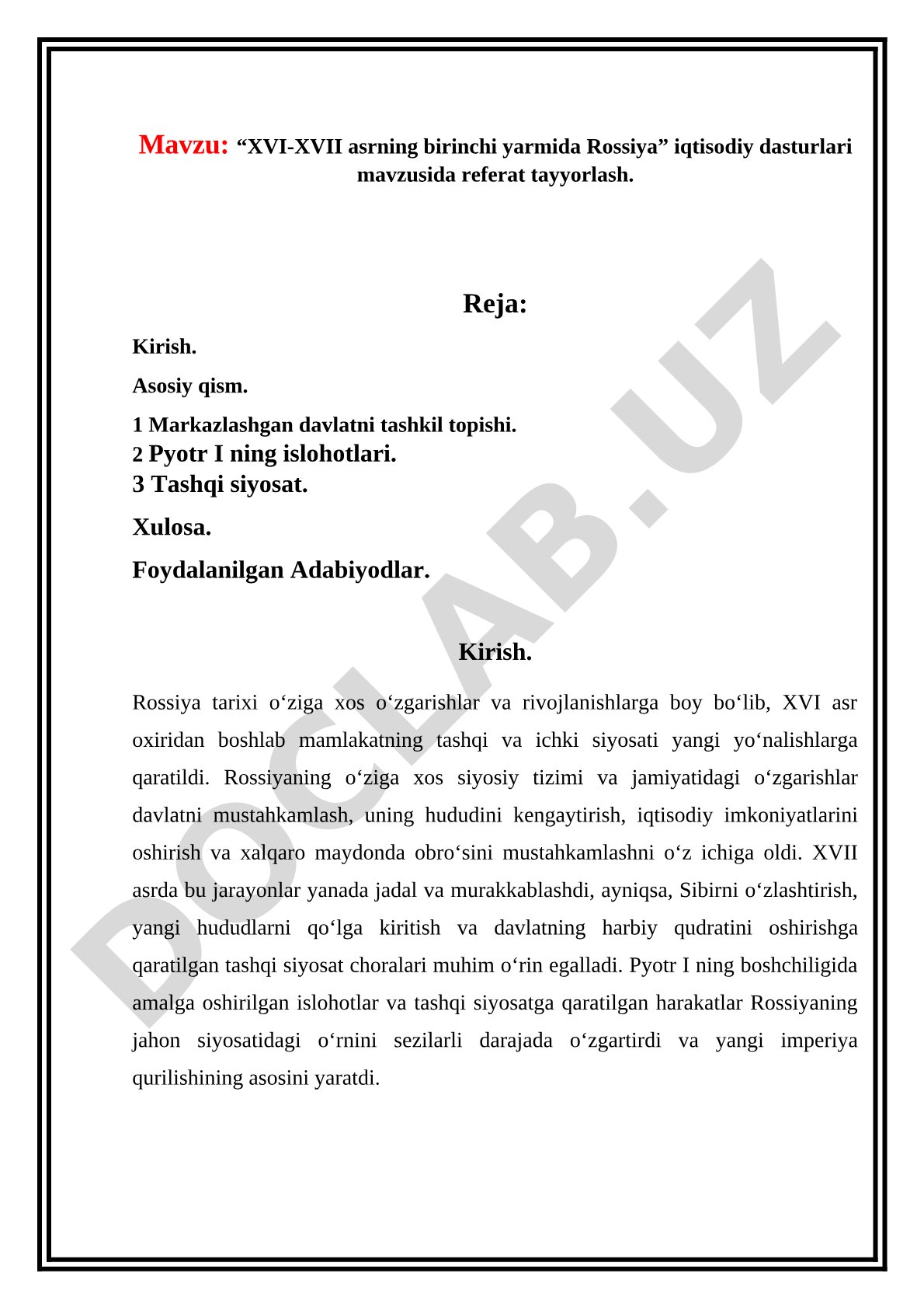 Tarix. “XVI_XVII_asrning_birinchi_yarmida_Rossiya”_iqtisodiy_dasturlari