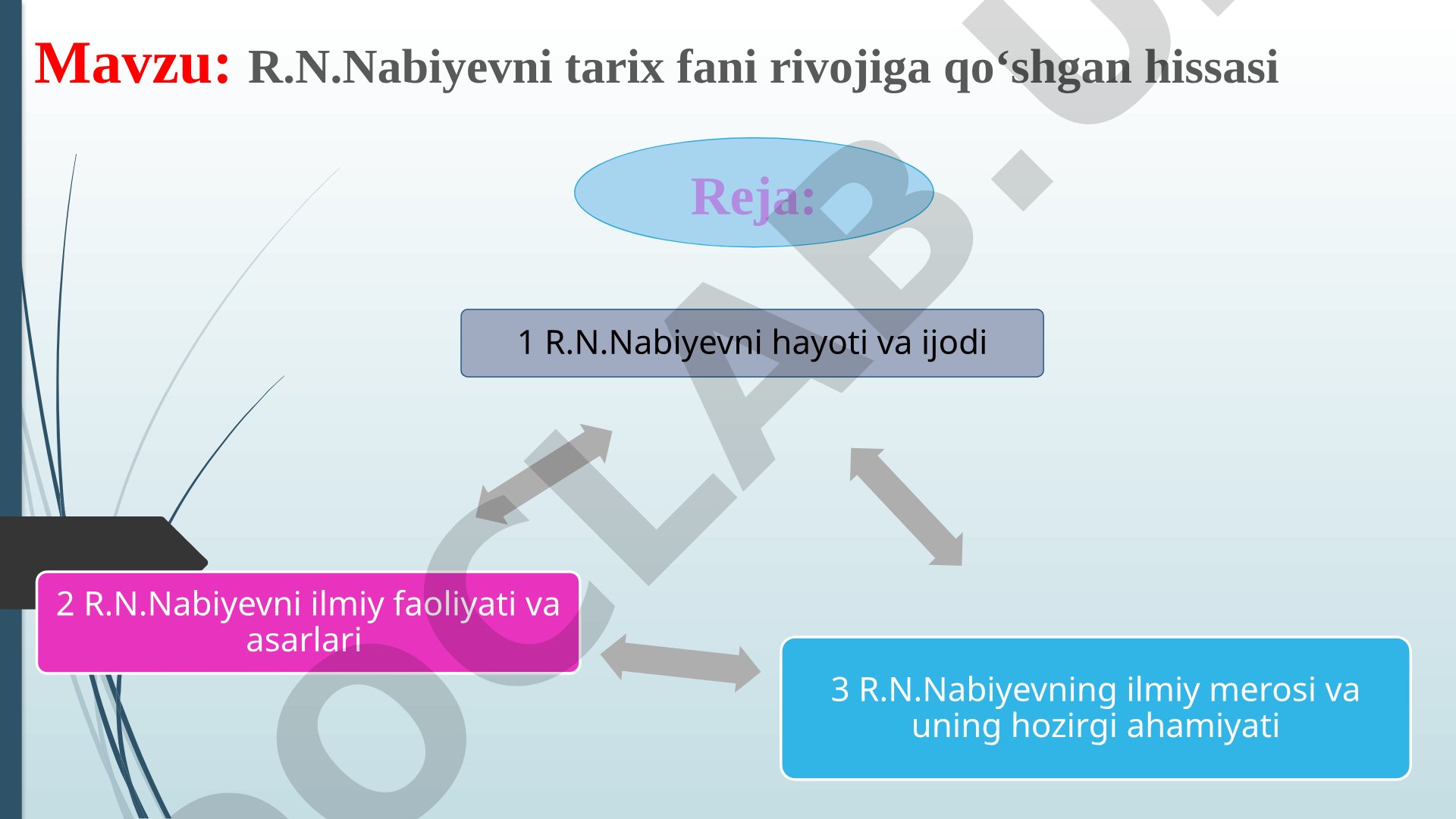 Tarix. R.N.Nabiyevni tarix fani rivojiga qo‘shgan hissasi