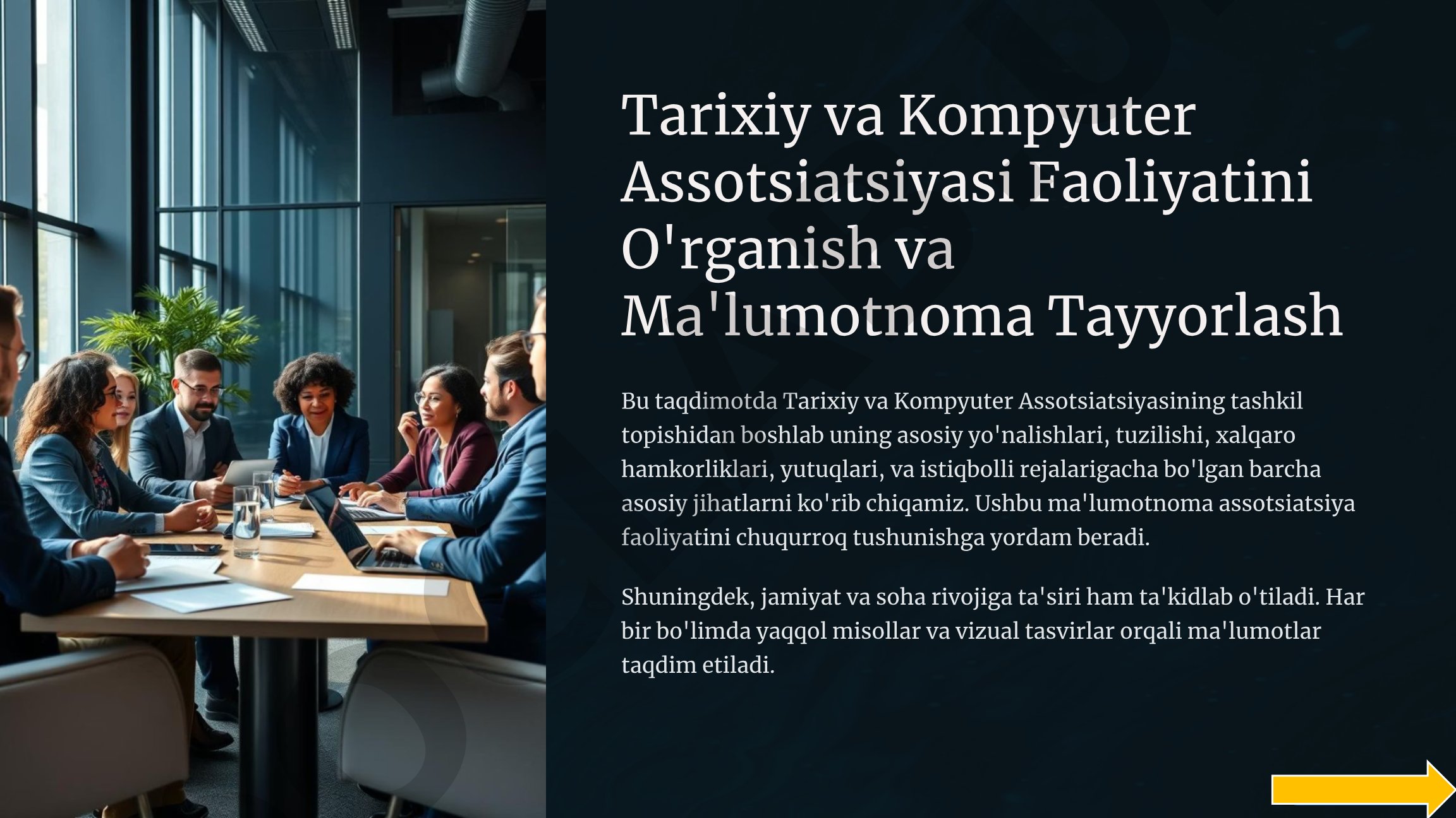 Tarix. Tarix va kompyuter” assotsiatsiyasi faoliyatini oʻrganish va ma’lumotnoma tayyorlash
