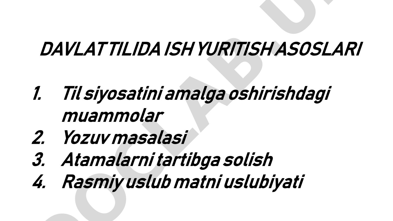 Davlat tilida ish yuritish asoslari
