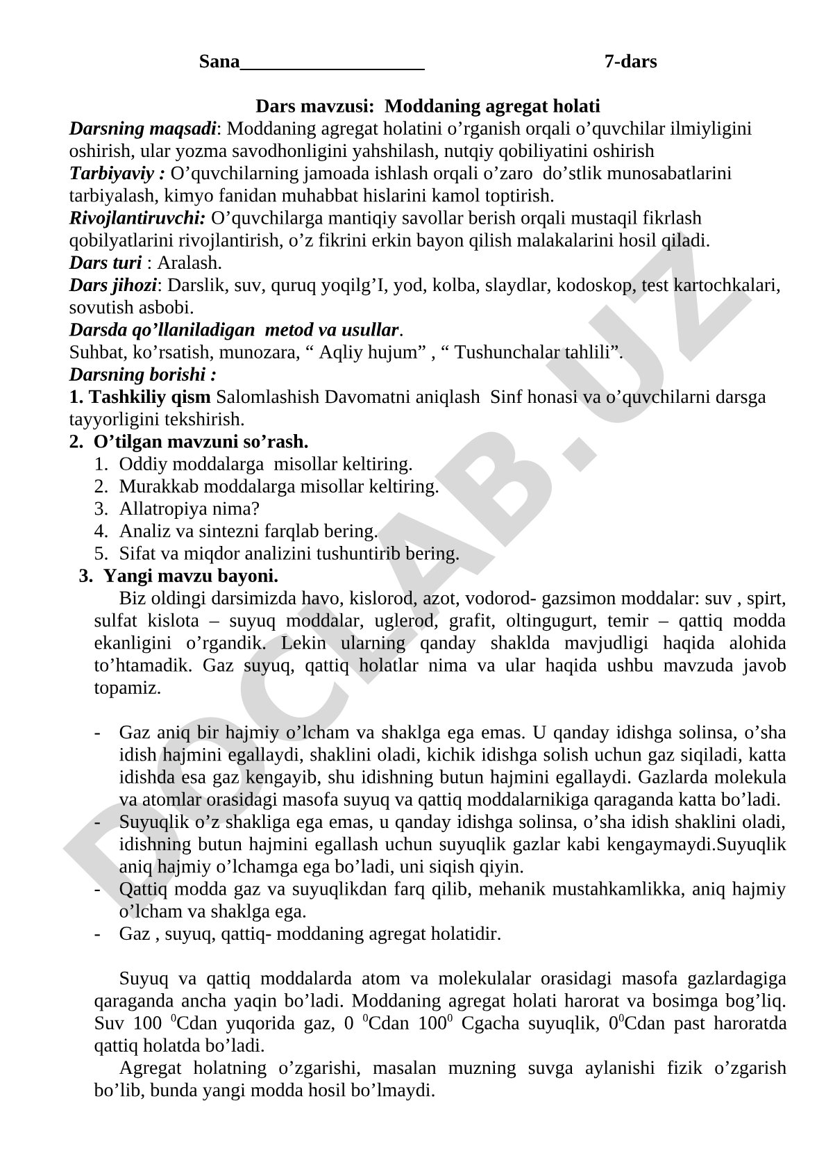 Moddaning agregat holati
