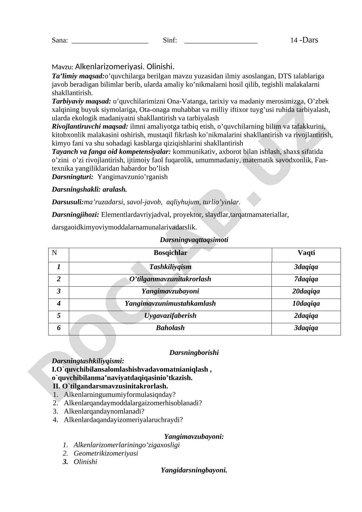 Alkenlar izomeriyasi. Olinishi