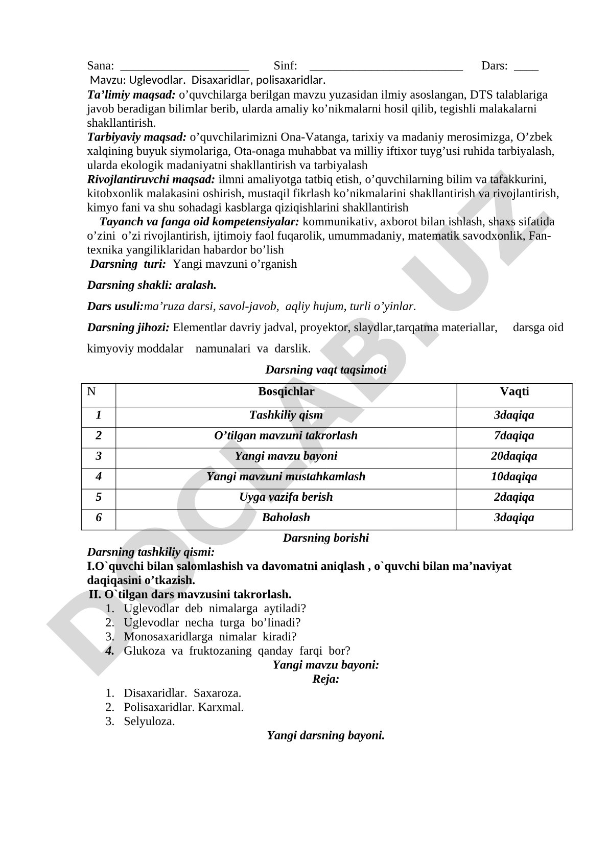 Uglevodlar. Disaxaridlar, polisaxaridlar