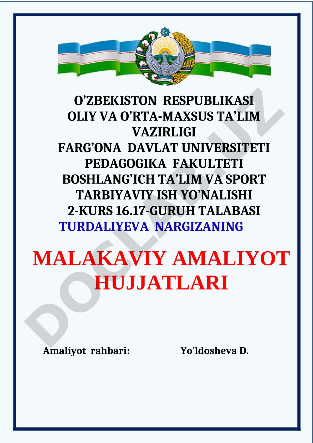 Malakaviy amaliyot hujjatlari to'plami