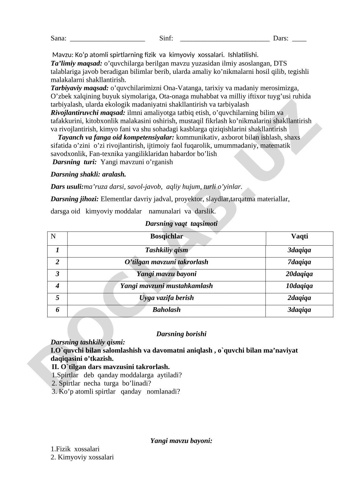 Ko'p atomli spirtlarning fizik va kimyoviy xossalari. Ishlatilishi.