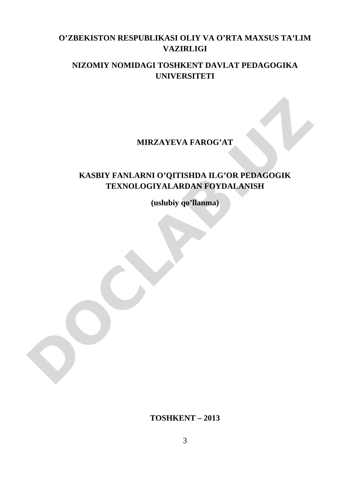 Kasbiy fanlarni o'qitishda ilg'or pedagogik texnologiyalardan foydalanish