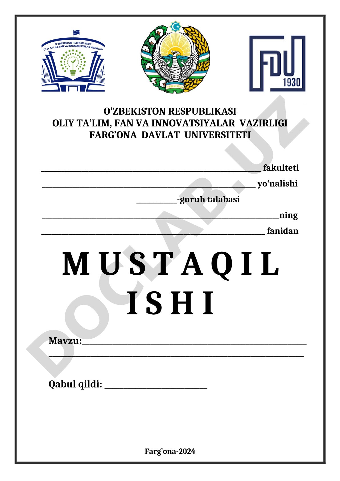 Mustaqil ish namunasi