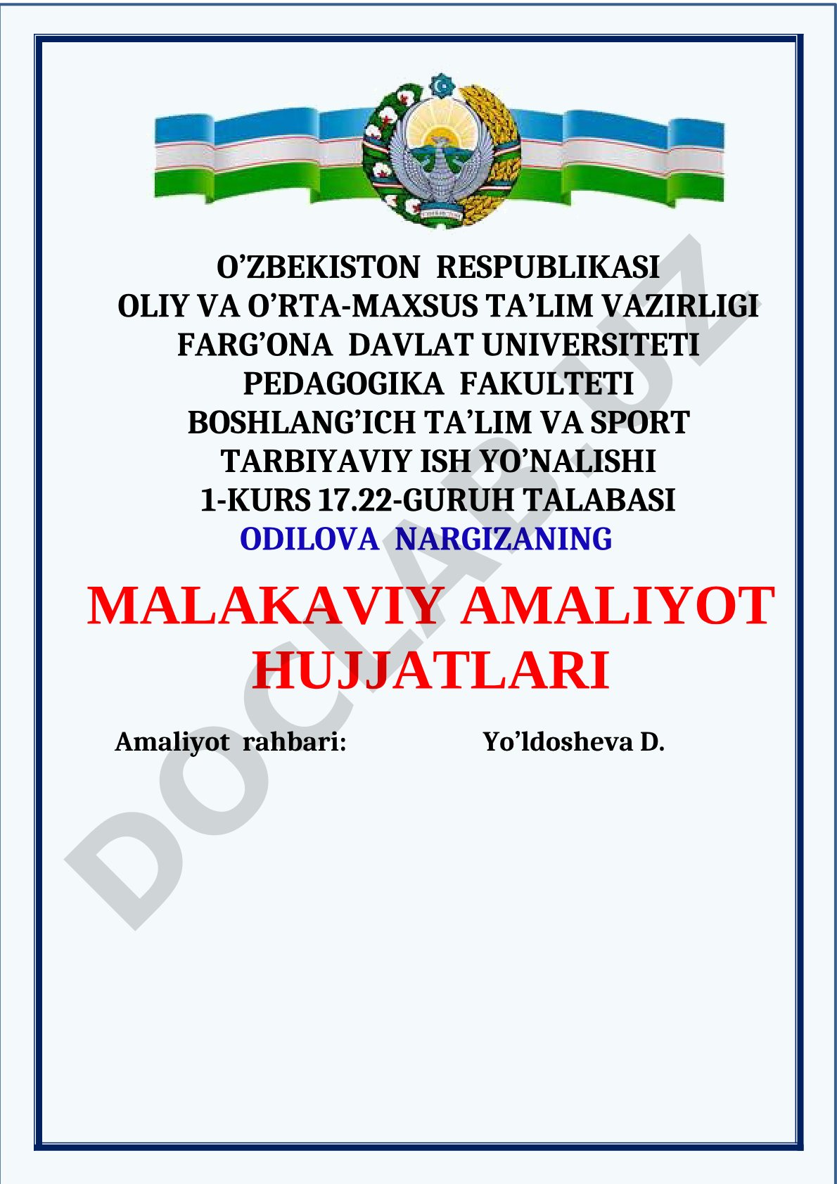 Malakaviy amaliyot hujjatlari