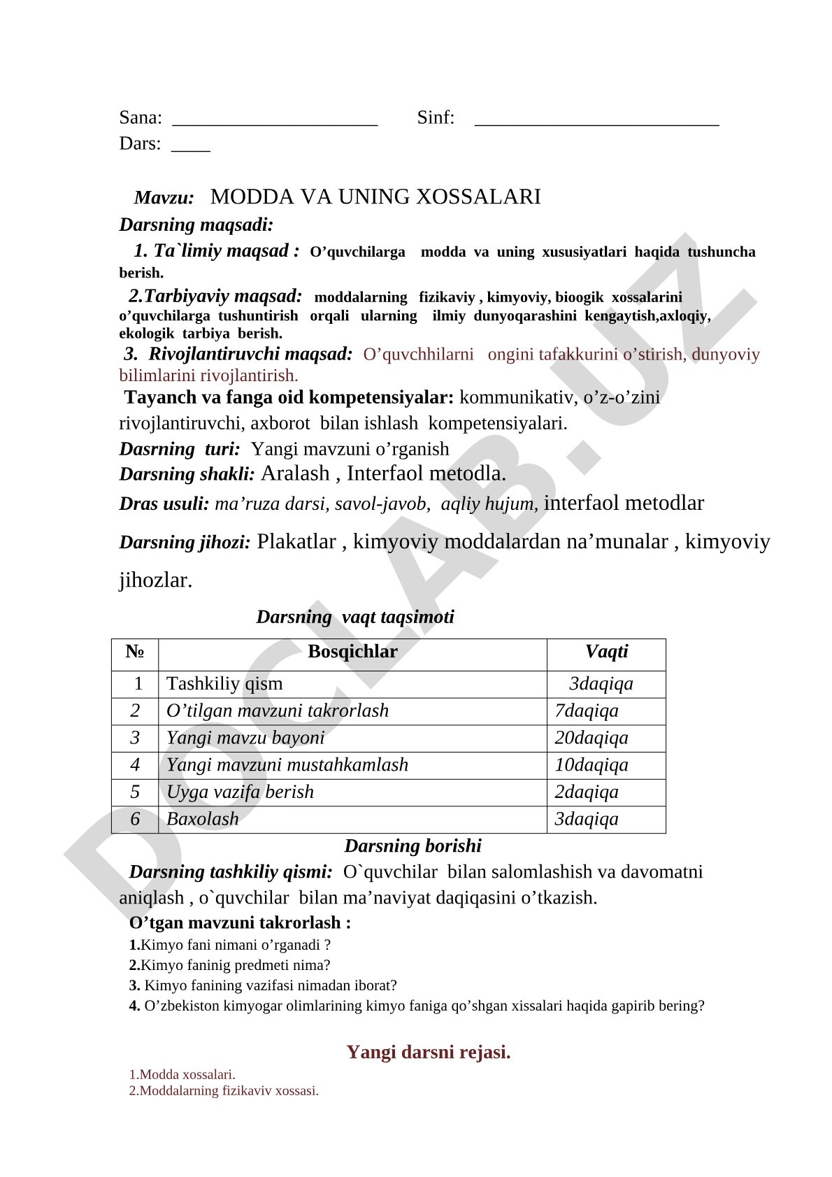 Modda va uning xossalari