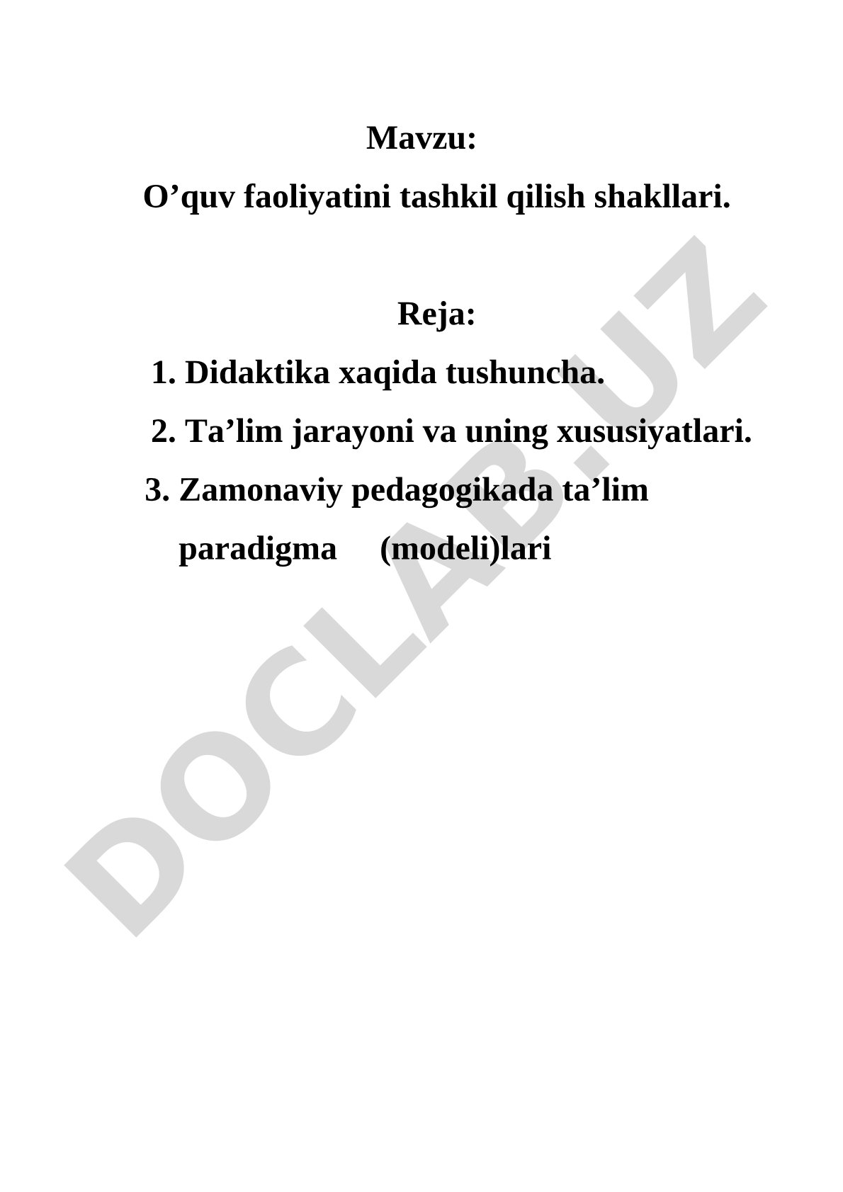 O'quv faoliyatini tashkil qilish shakllari