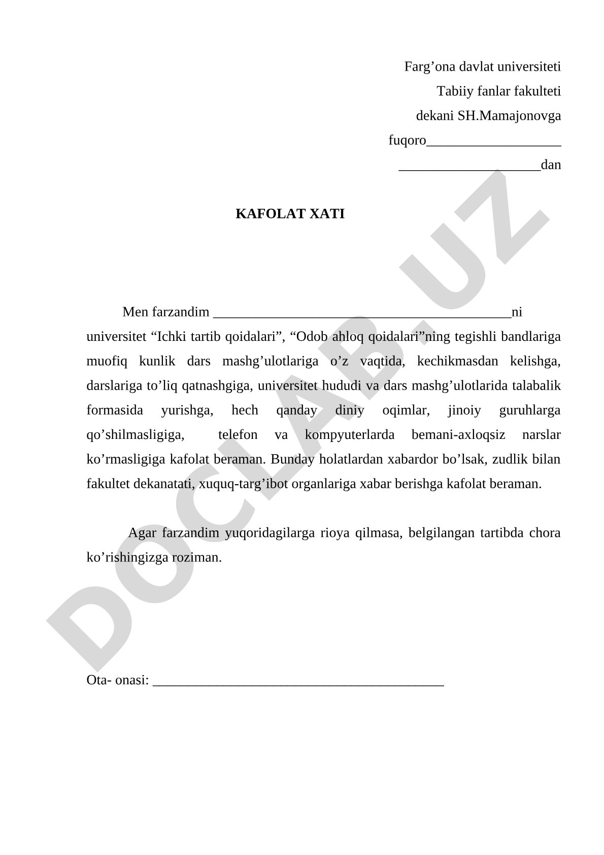 Kafolat xati
