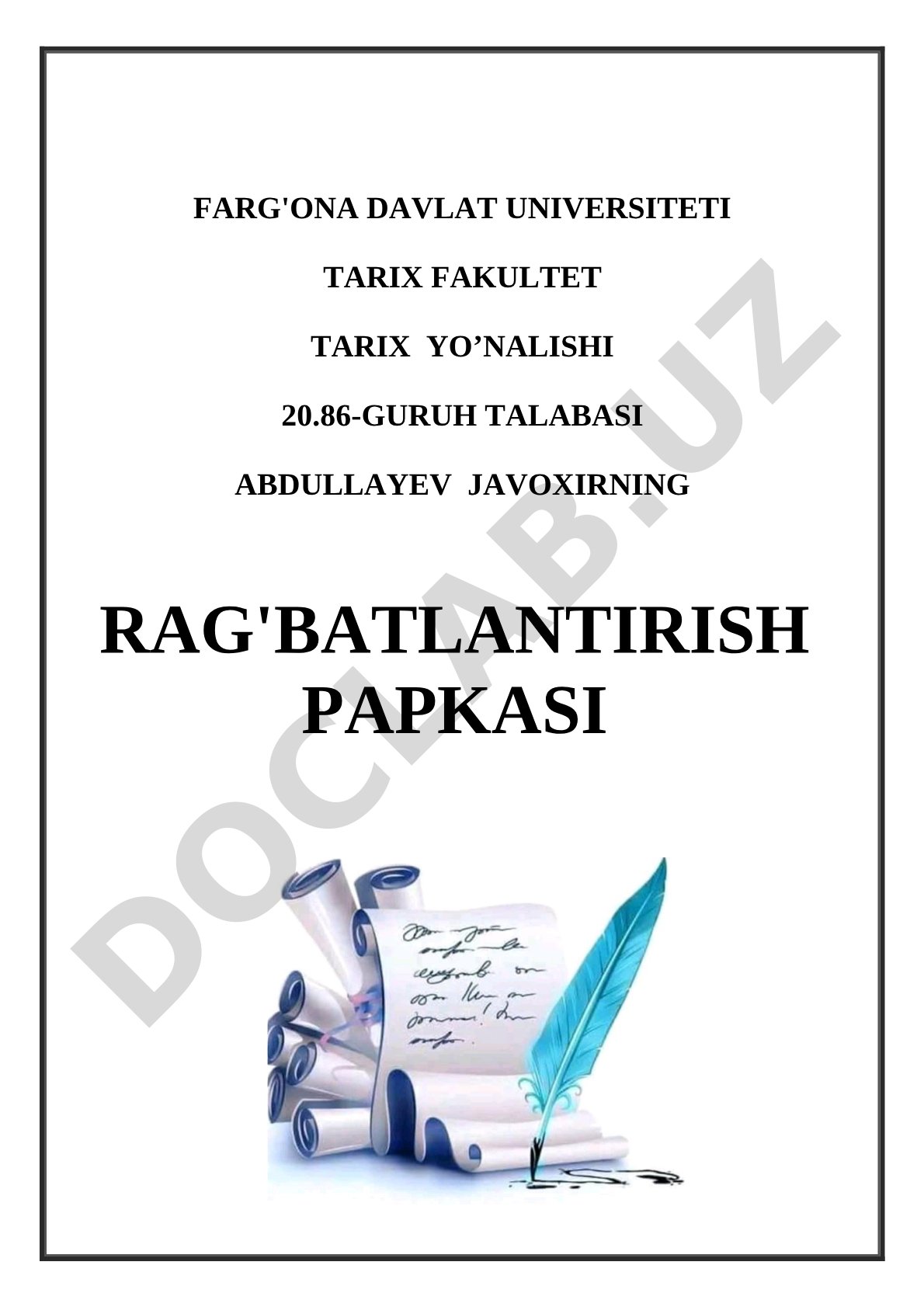 Abdullayev Javoxirning rag'batlantirish papkasi
