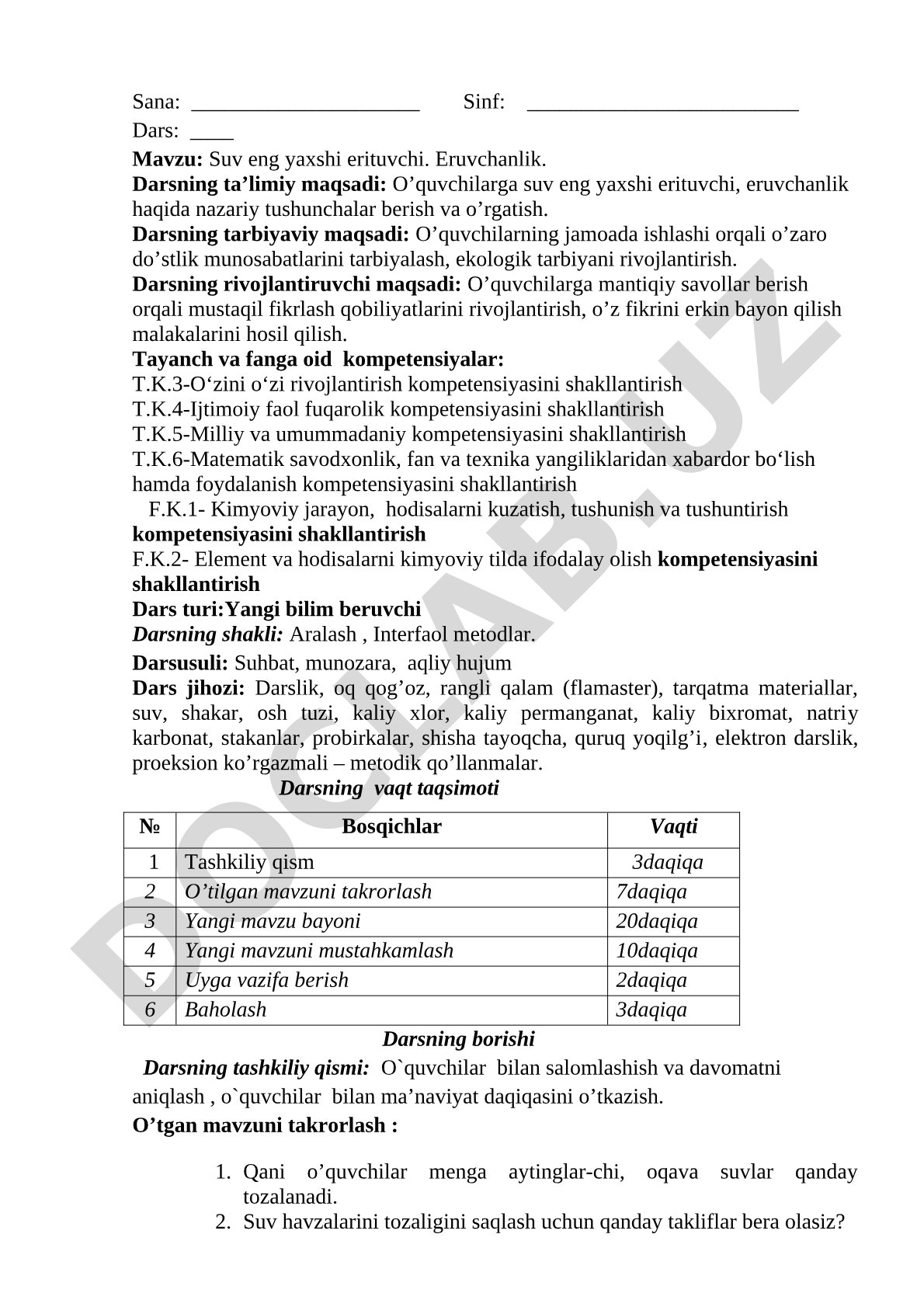 Suv eng yaxshi erituvchi. Eruvchanlik