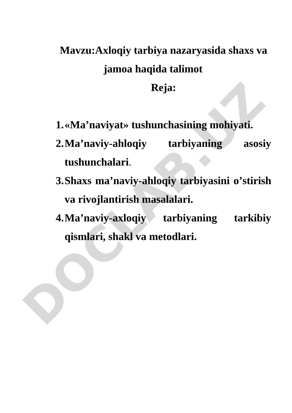 Axloqiy tarbiya nazaryasida shaxs va jamoa haqida talimot