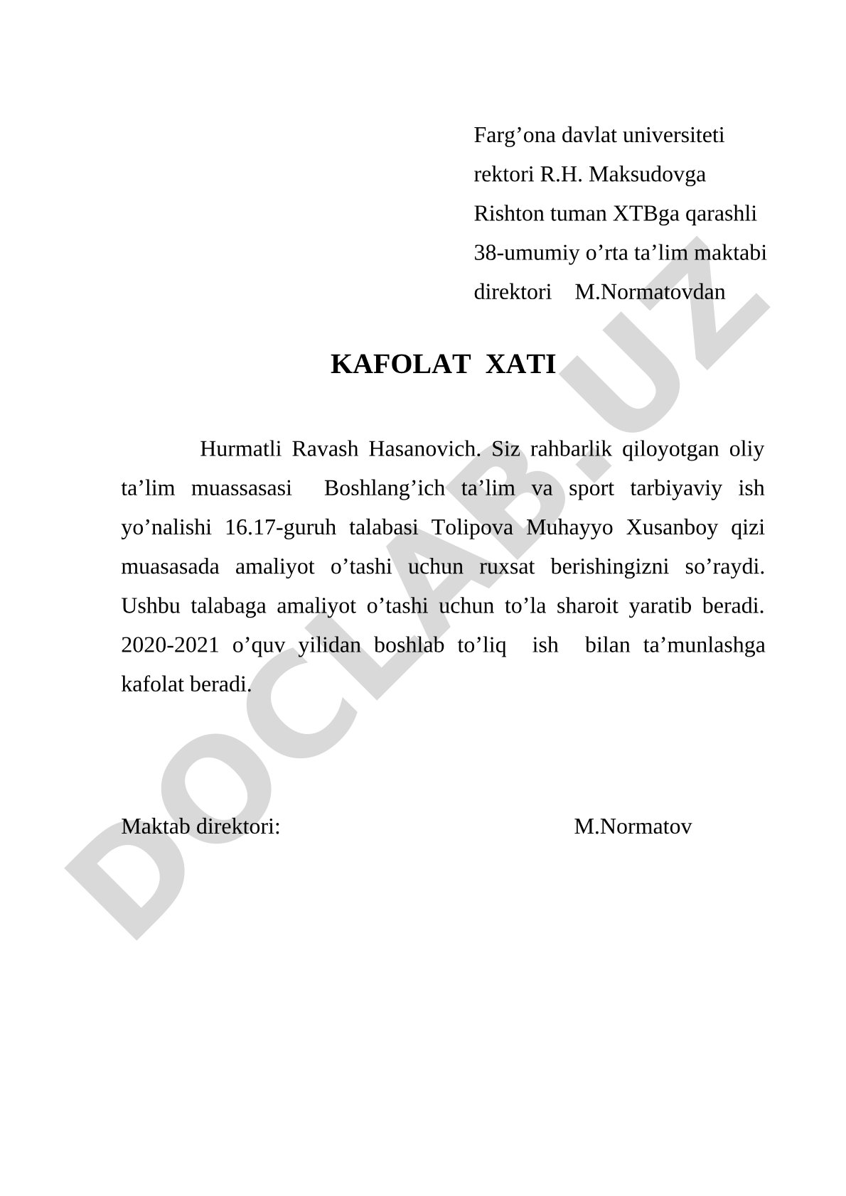 Kafolat xati