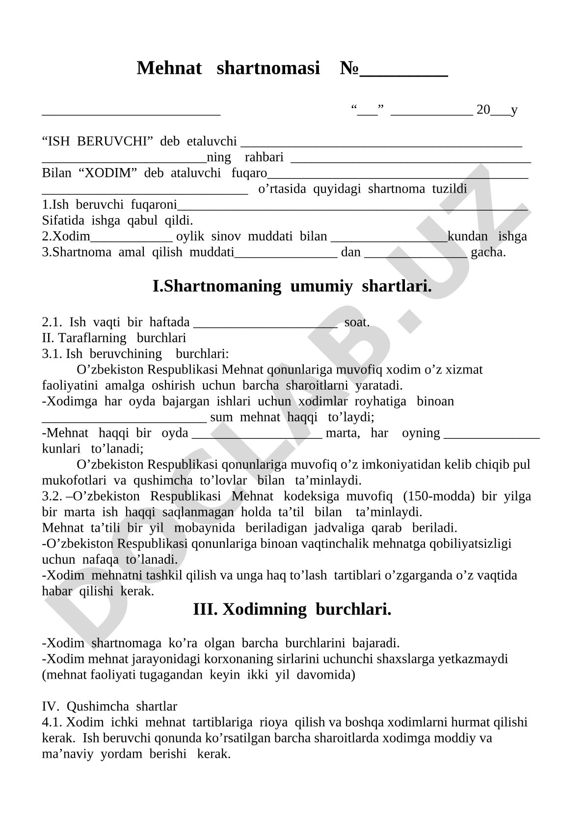 Mehnat shartnomasi