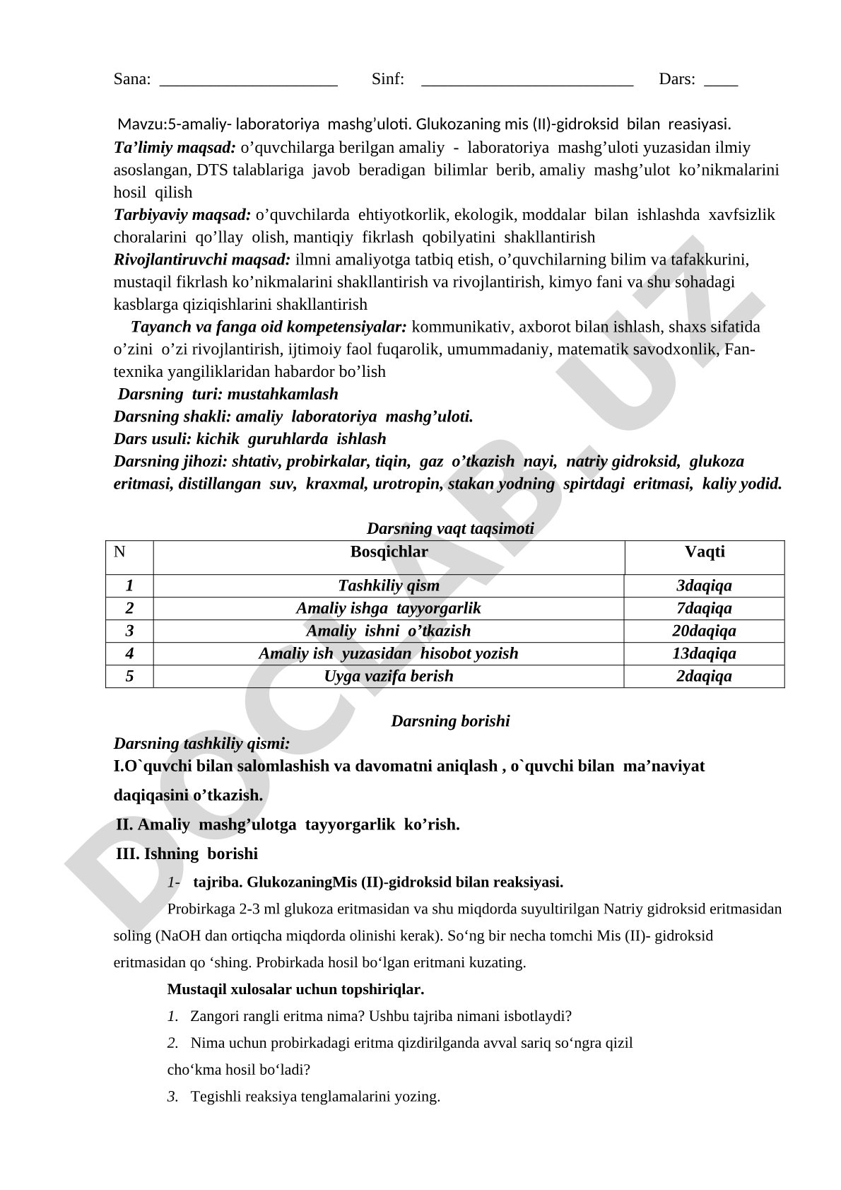 Glukozaning mis (II)-gidroksid bilan reaksiyasi