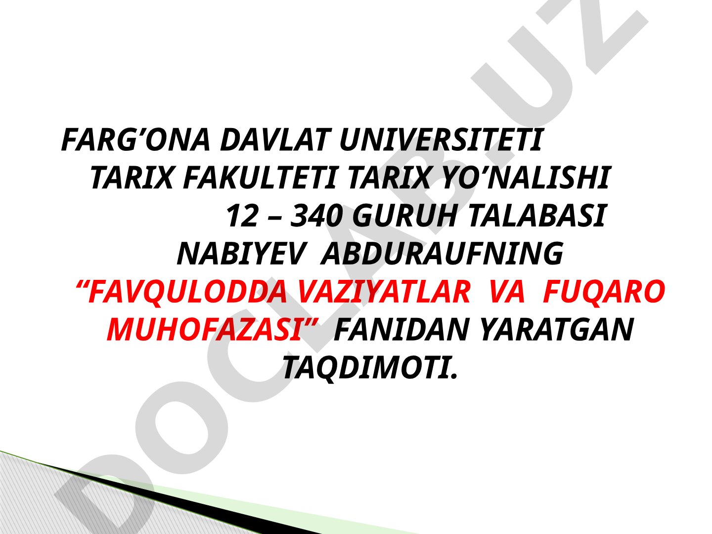 Fuqarolarni muhofaza qilish asoslari