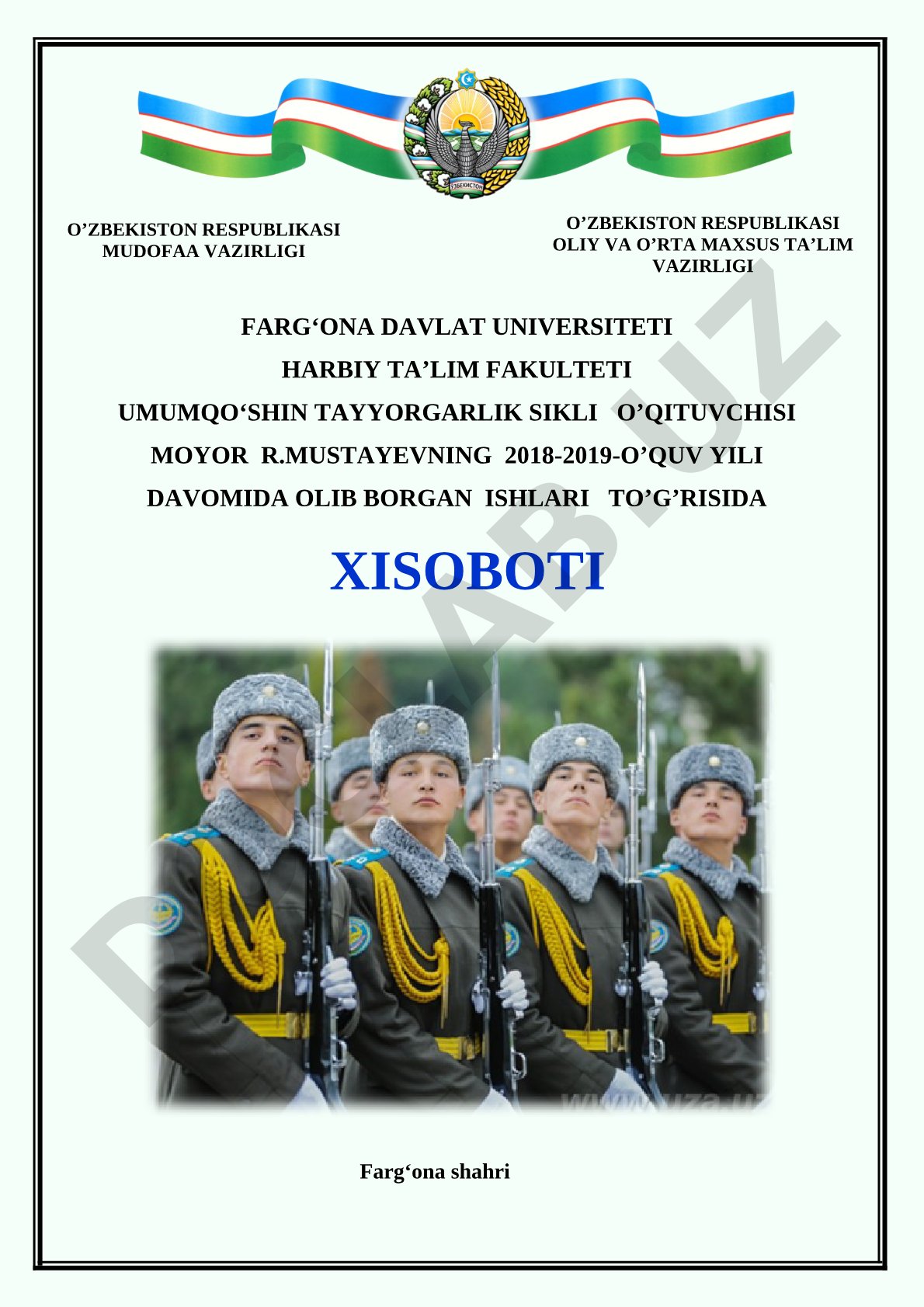 2018-2019-o'quv yili davomida olib borilgan ishlar to'g'risida hisobot