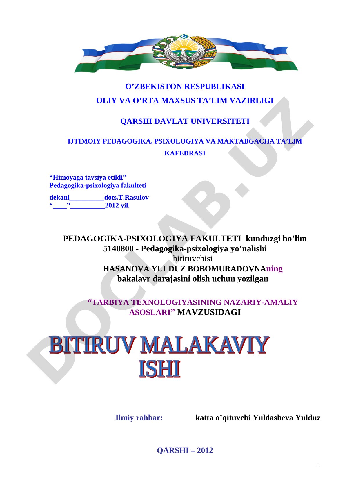 Tarbiya texnologiyasining nazariy-amaliy asoslari