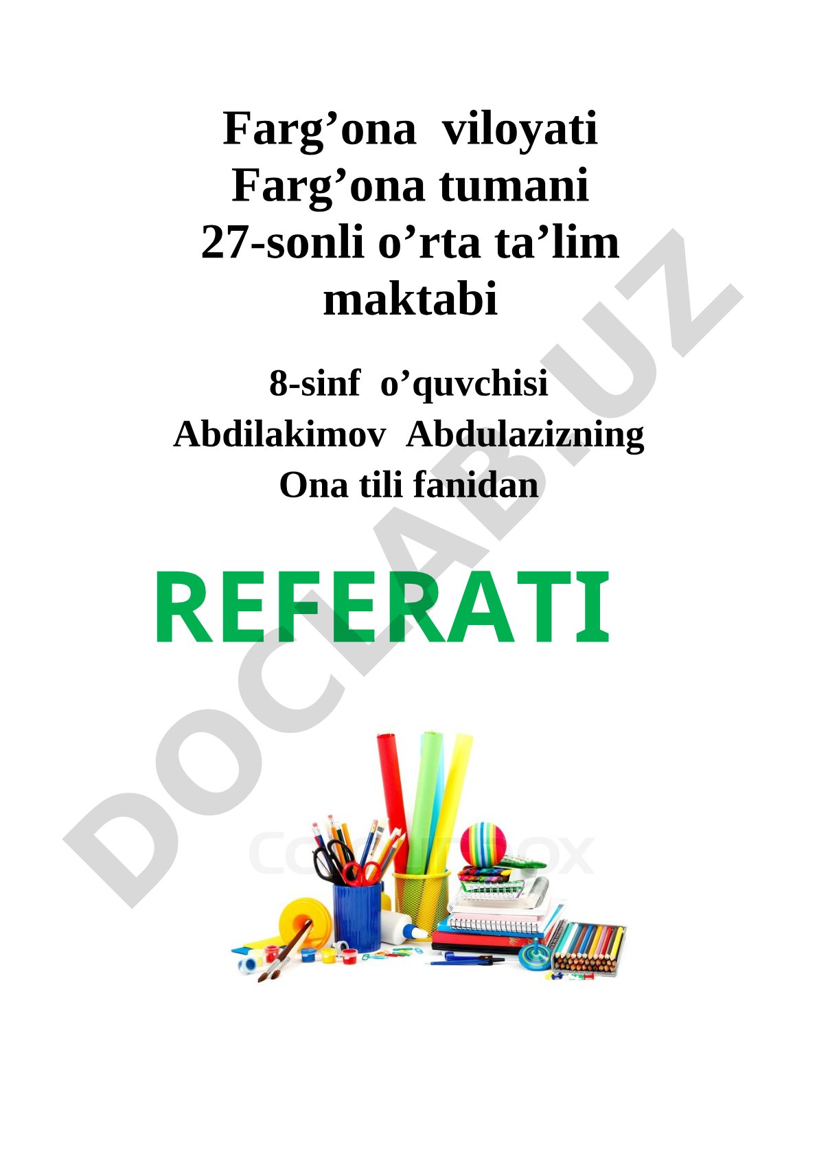 Ona tili fanidan referat