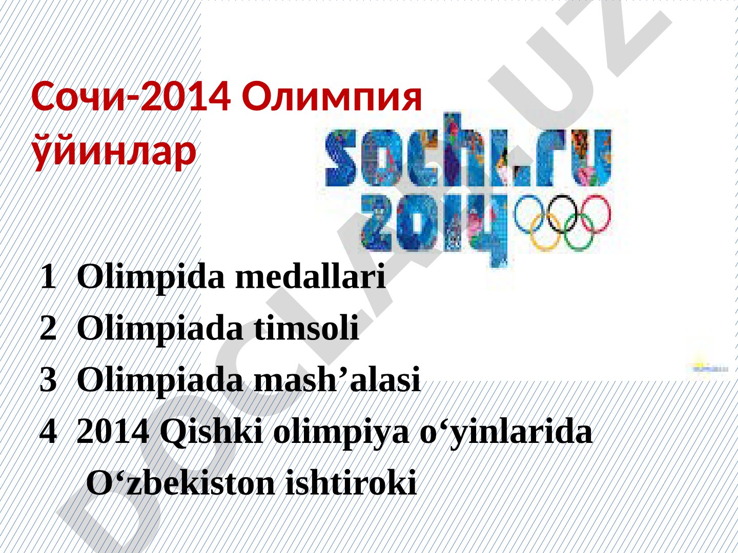 Sochi-2014 Qishki Olimpiya o'yinlari medallari va timsollari