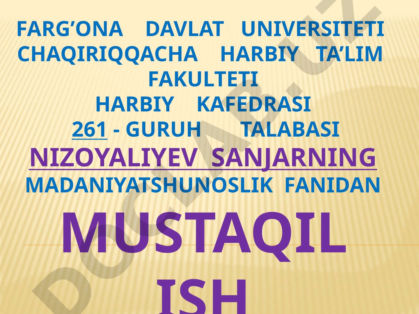 Madaniyat rivojlanishining asosiy qonuniyatlari. Dunyo madaniyatshunosligidagi nazariy muammolarning echimi