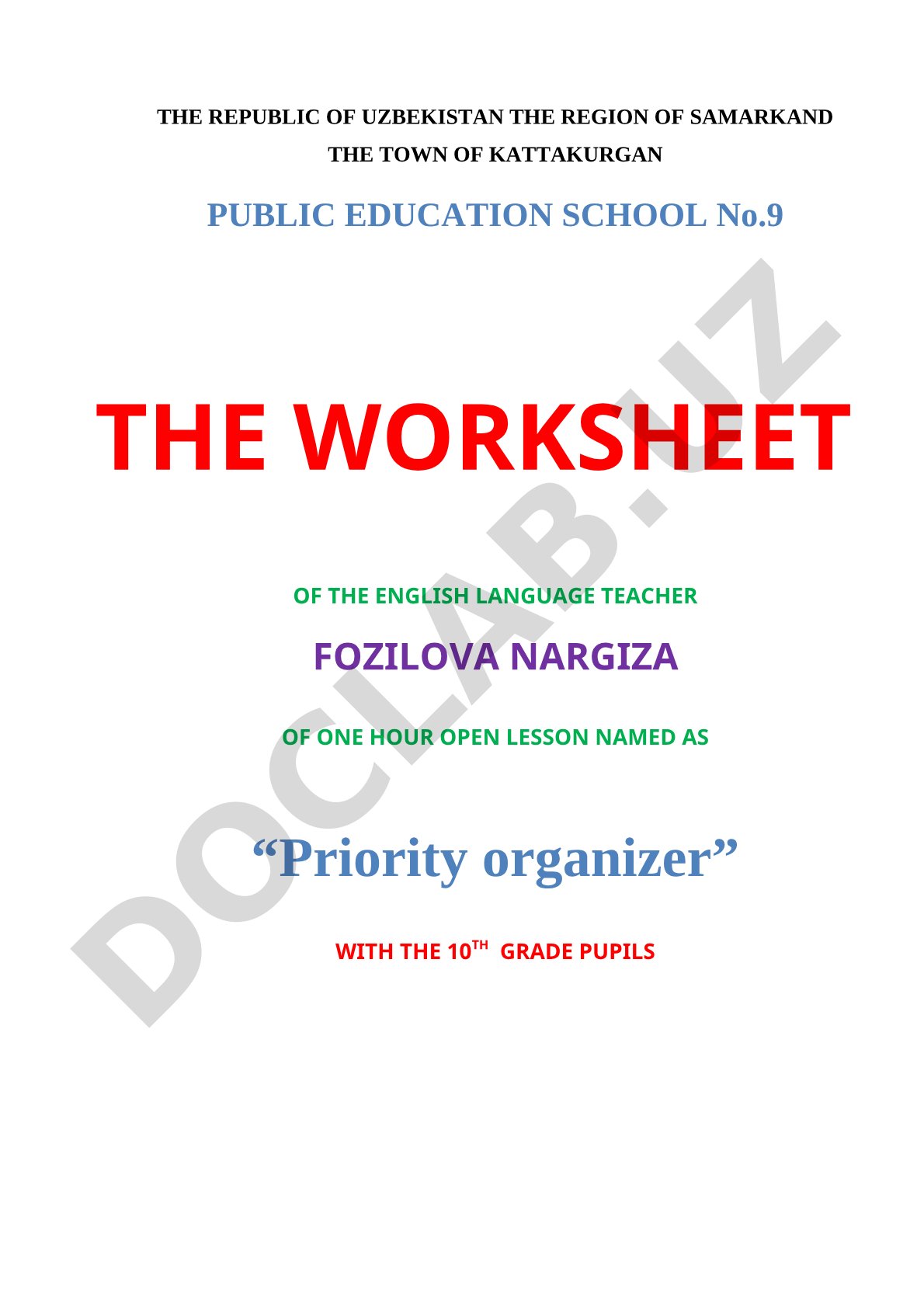 Priority organizer