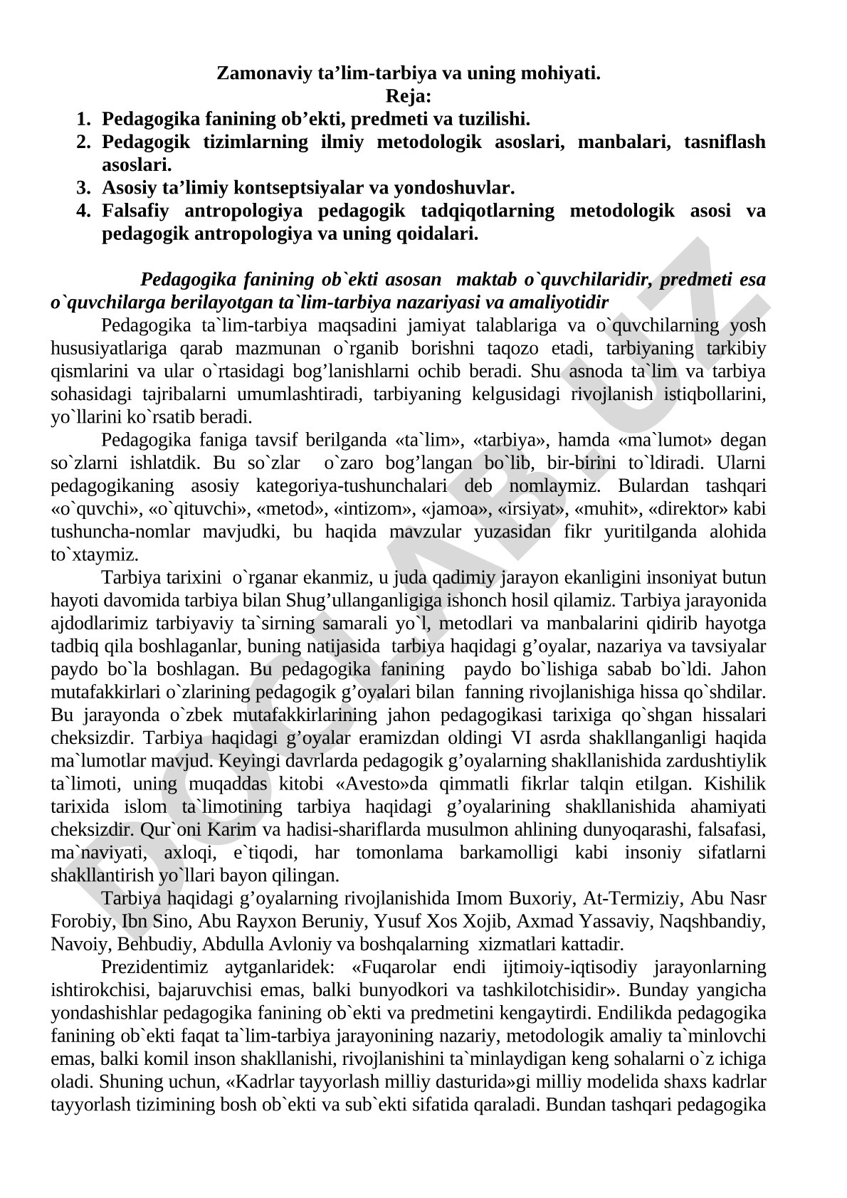 Zamonaviy ta’lim-tarbiya va uning mohiyati