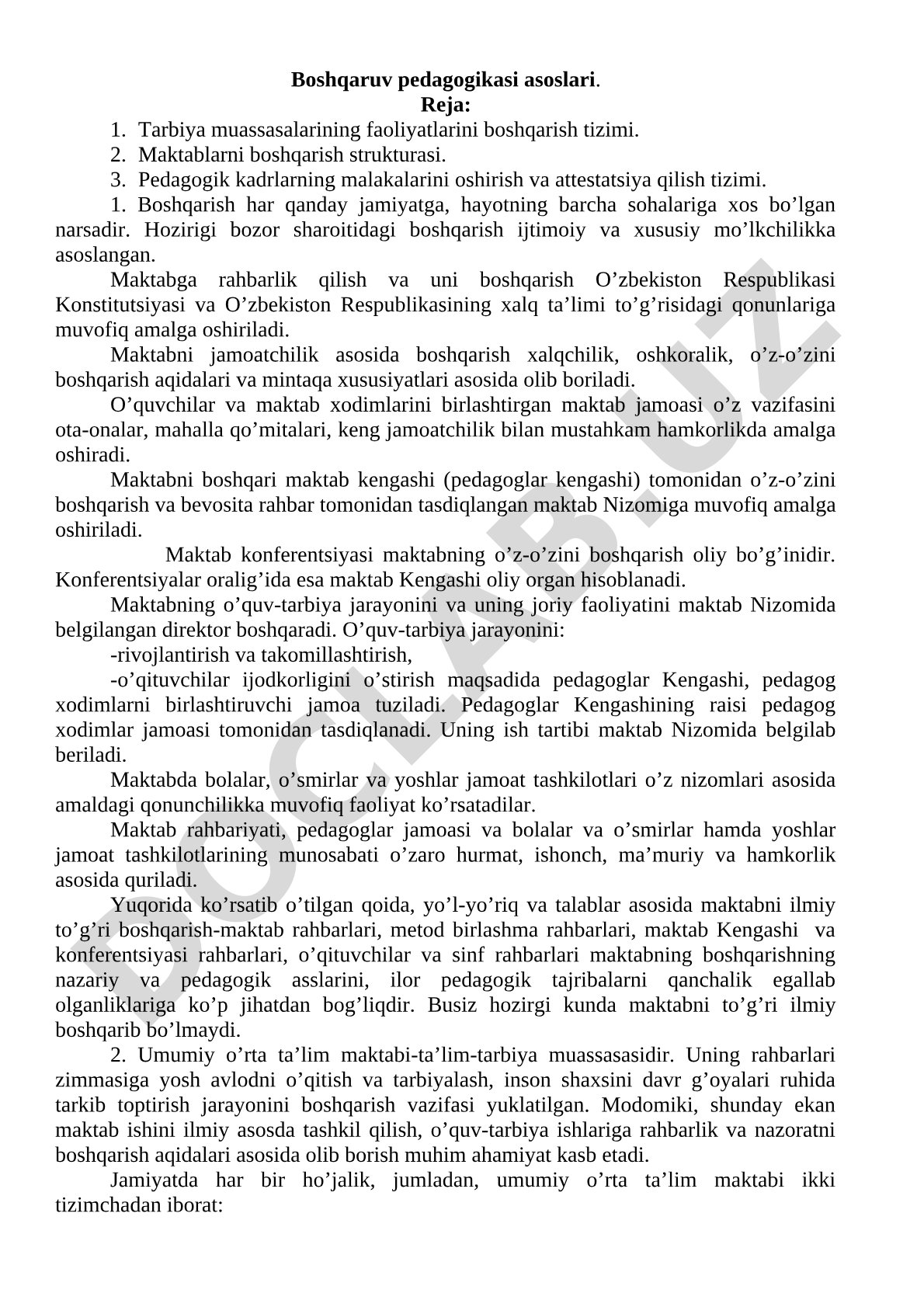 Boshqaruv pedagogikasi asoslari