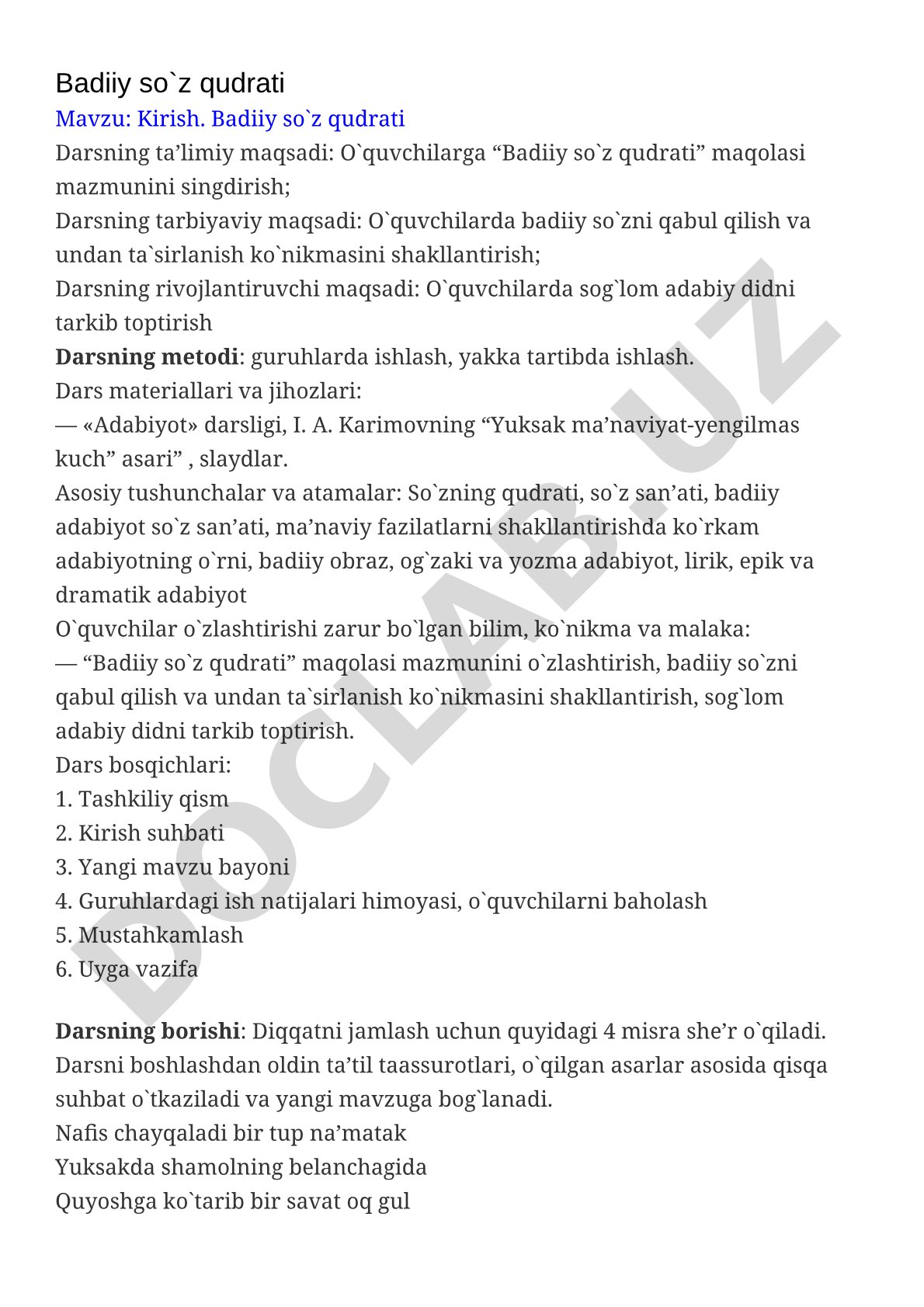 Badiiy so'z qudrati