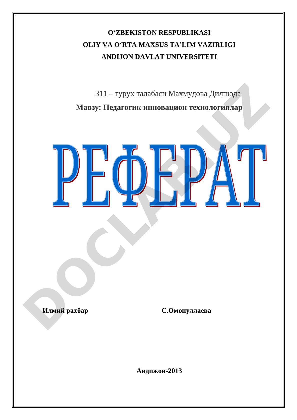 Pedagogik innovatsion texnologiyalar