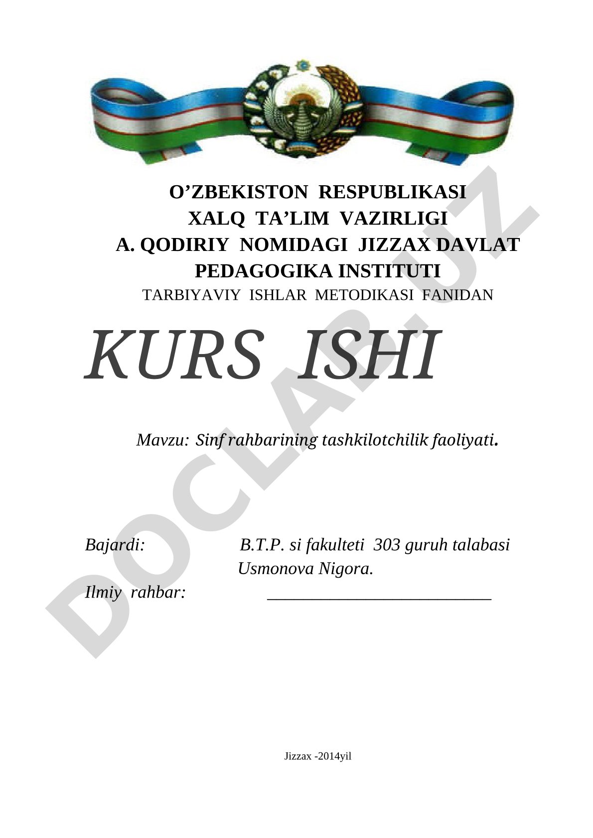 Sinf rahbarining tashkilotchilik faoliyati