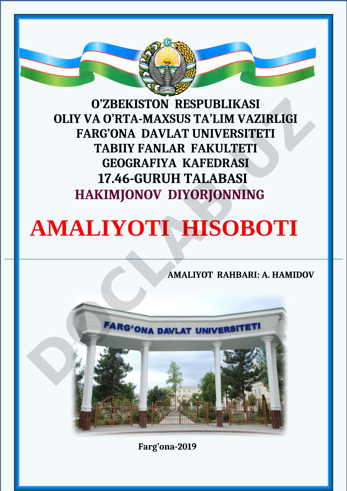 Amaliyot hisoboti